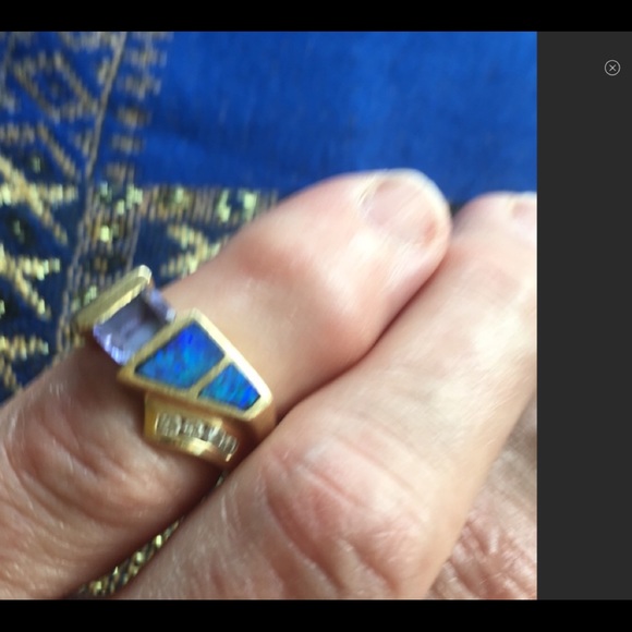 14kt Solid Diamond AsherTanzanite Opal Ring - Picture 3 of 5